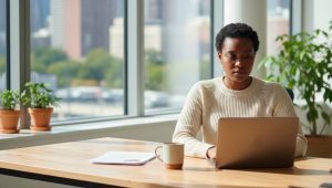 hr professional working at her laptop